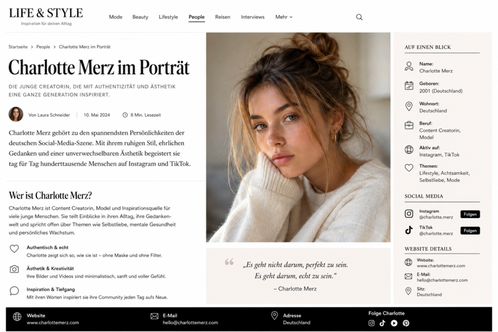 Charlotte Merz im Porträt: Wer ist die junge Creatorin, die gerade überall auftaucht? Charlotte Merz im Porträt