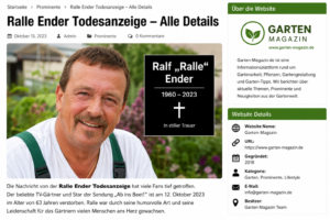 Ralle Ender Todesanzeige