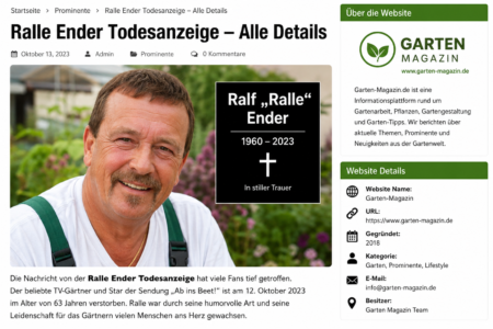 Ralle Ender Todesanzeige